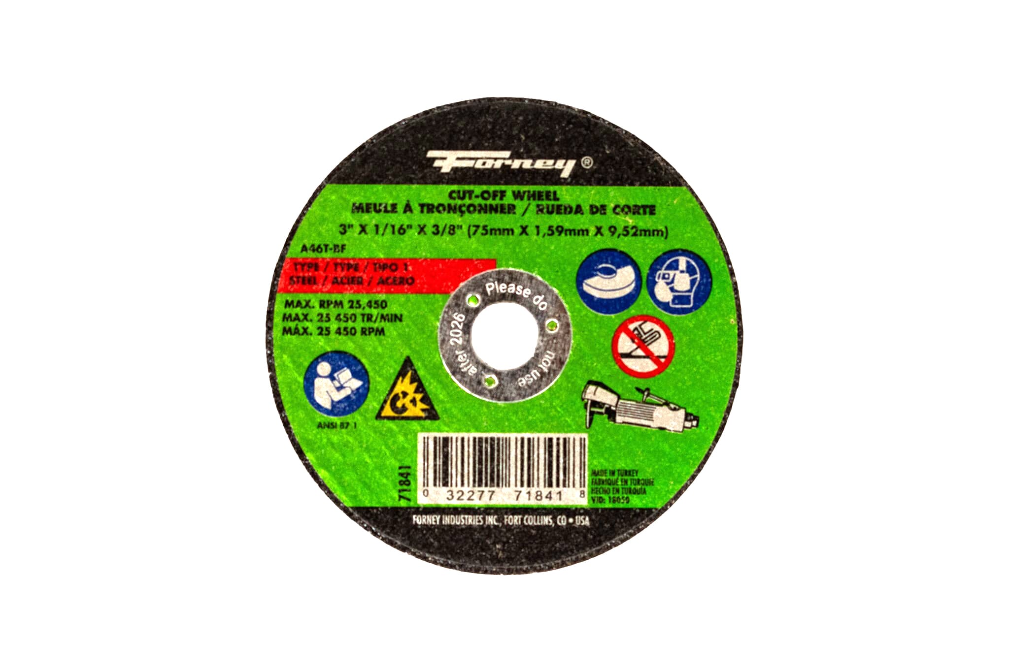 71841 Cut-Off Wheel, Metal, Type 1
